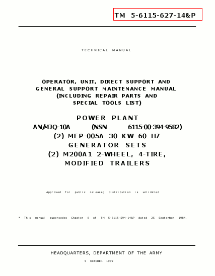 TM 5-6115-627-14P Technical Manual